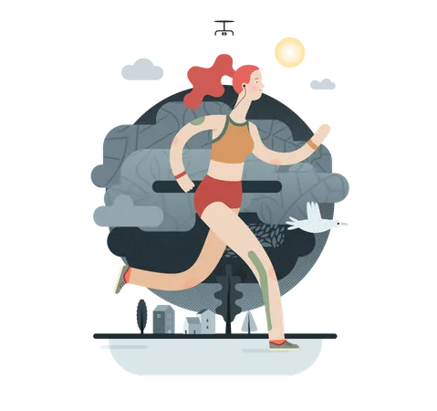 Girl doing jogging Illustration