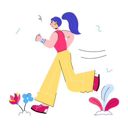 Girl doing Jogging  Illustration