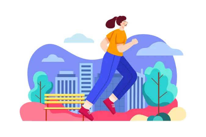 Girl doing jogging  Illustration