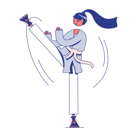 Girl doing karate Illustration