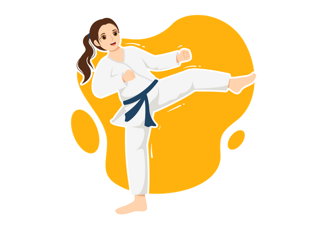 Girl doing karate Illustration