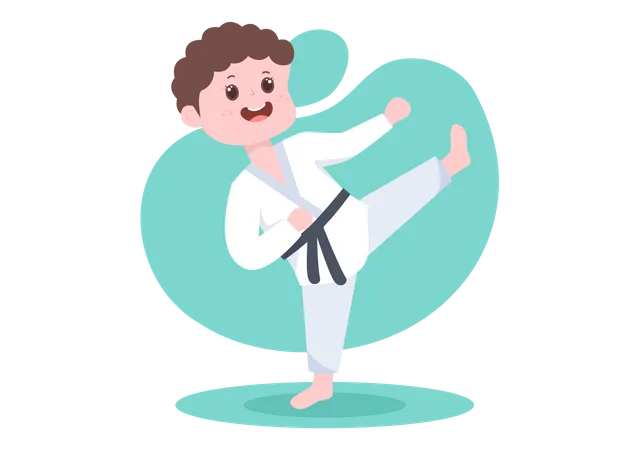 Girl doing karate  Illustration