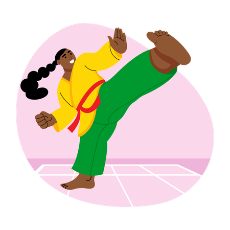 Girl doing Karate  Illustration