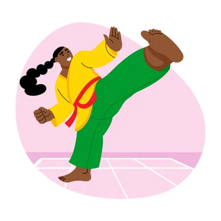 Girl doing Karate  Illustration