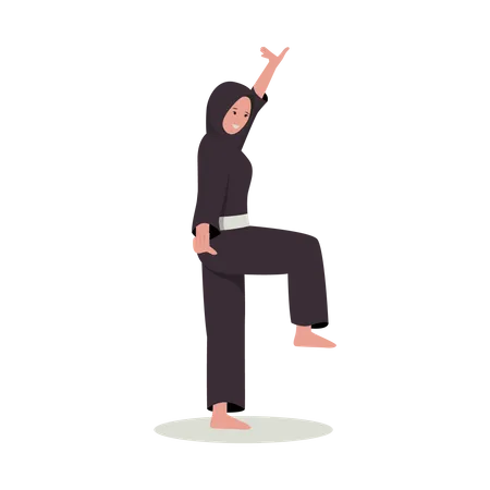 Girl doing karate  Illustration