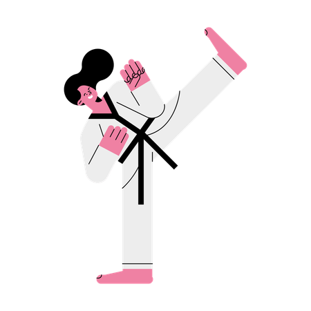 Girl doing karate  Illustration