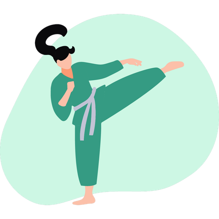 Girl doing karate  Illustration