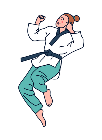 Girl doing karate practice Illustration