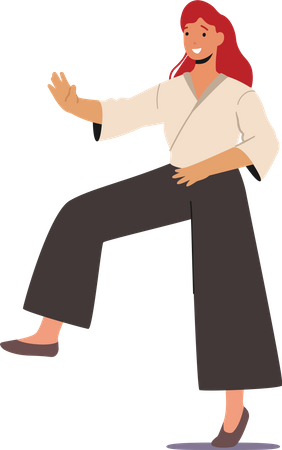 Girl doing karate practis  Illustration