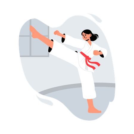 Girl doing karate sports  Illustration