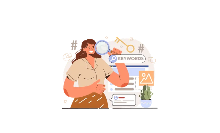 Blog SEO Optimization Keywords Analysis Idea Of Search Engine Optimization For Blog Promotion Web Page Advertising In The Internet Site Audit Vector Illustration In Cartoon Style Illustration