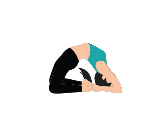 Girl doing king pigeon pose  Illustration