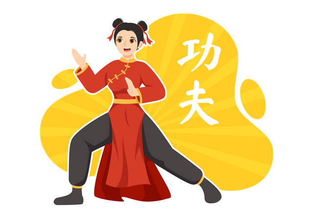 Girl doing Kung Fu  Illustration