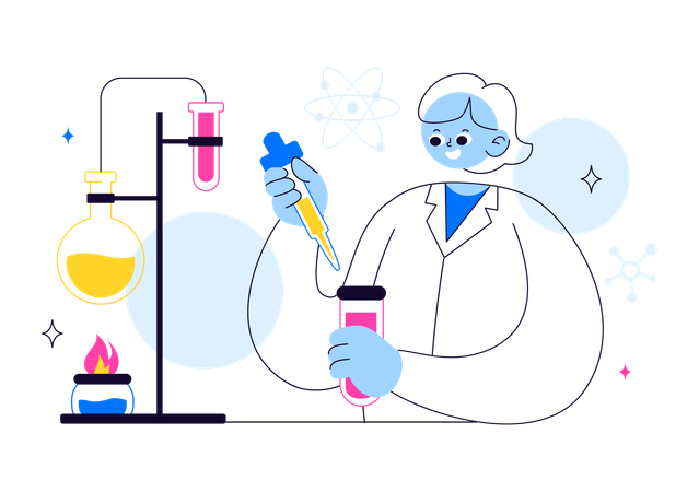 Girl doing lab experiment  Illustration