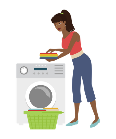 Girl doing laundry  Illustration