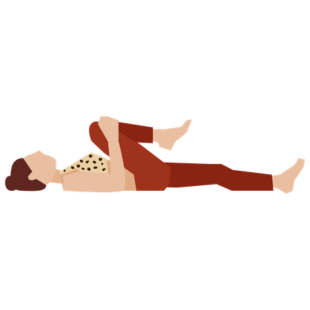 Girl doing leg chest press yoga pose Illustration
