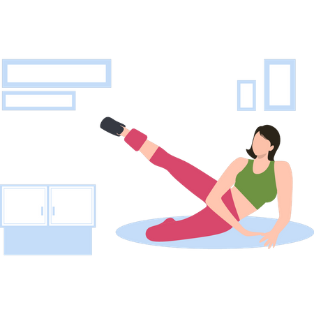 Girl doing leg exercises Illustration