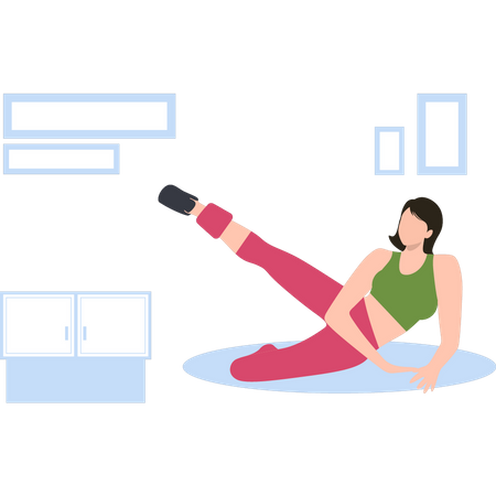 Girl doing leg exercises  Illustration