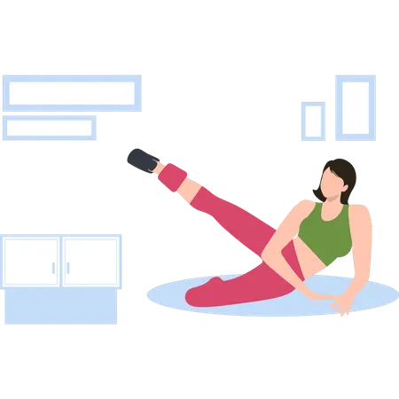 Girl doing leg exercises  Illustration