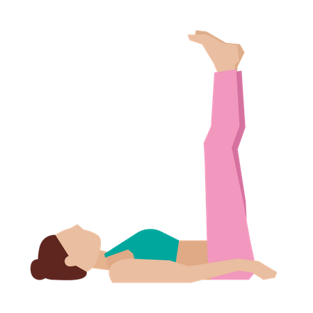 Girl doing leg raise yoga pose Illustration