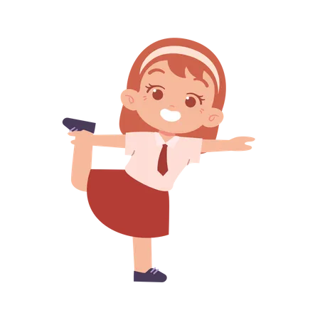 Girl Doing Leg Stretching Exercise  Illustration
