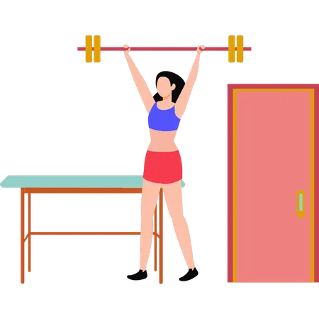 Girl doing lifting weights  Illustration