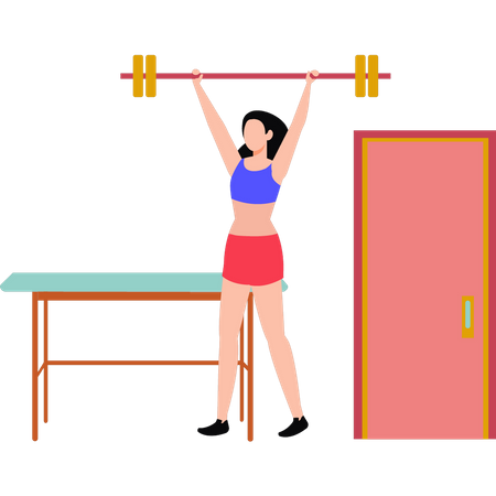 Girl doing lifting weights  Illustration