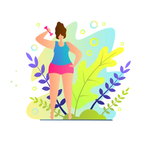 Girl doing Light Exercise at garden  Illustration