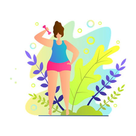 Girl doing Light Exercise at garden  Illustration