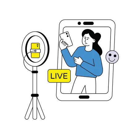 Girl doing Live Streaming  Illustration