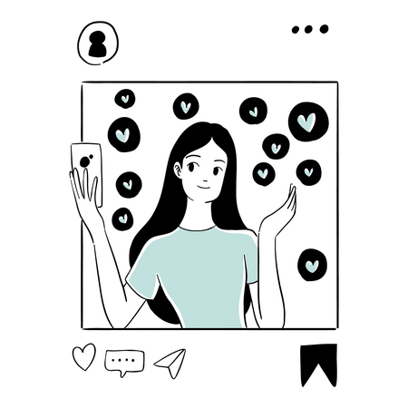 Girl doing live streaming on Social media  Illustration