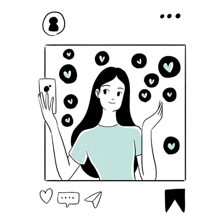 Girl doing live streaming on Social media  Illustration