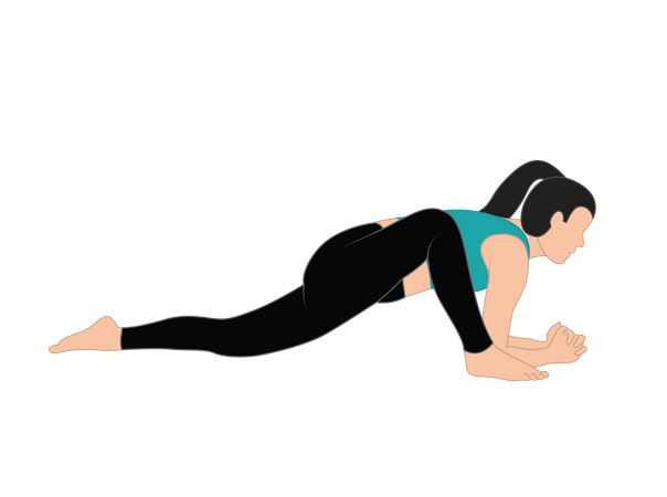 Girl doing Lizard pose yoga  イラスト