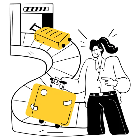 Girl doing Luggage Claim  Illustration