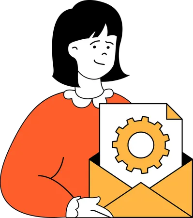 Girl doing mail management  Illustration