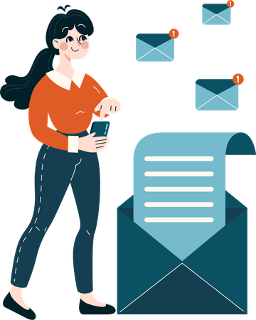 Girl doing mail marketing  Illustration