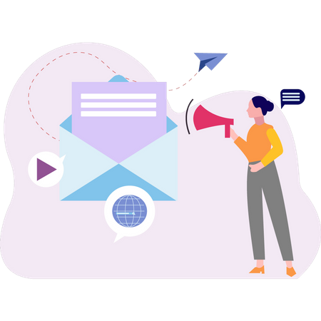 Girl doing mail marketing  Illustration