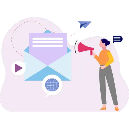 Girl doing mail marketing  Illustration