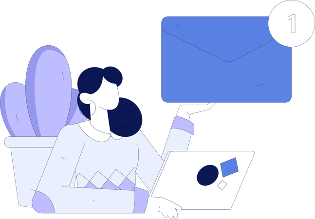 Girl doing mail marketing  Illustration