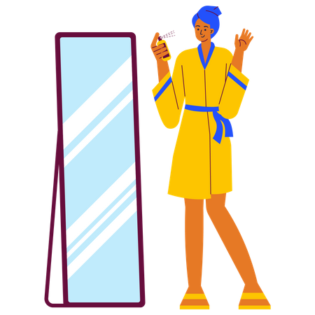 Girl Doing makeup  Illustration