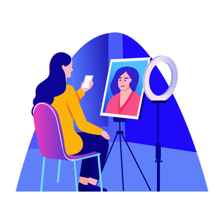 Girl doing makeup tutorial  Illustration