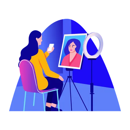Girl doing makeup tutorial  Illustration
