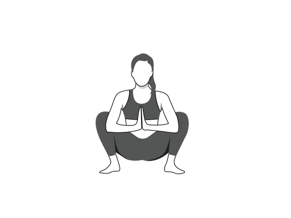 Girl doing malasana.  Illustration