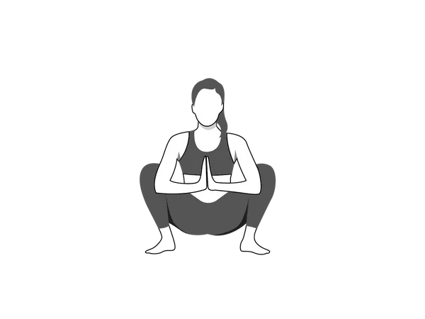 Girl doing malasana.  Illustration