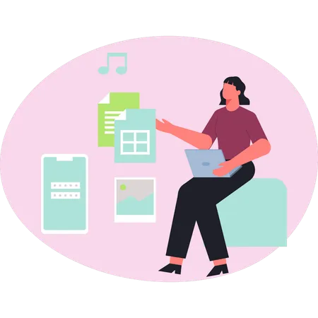 Girl doing management data  Illustration