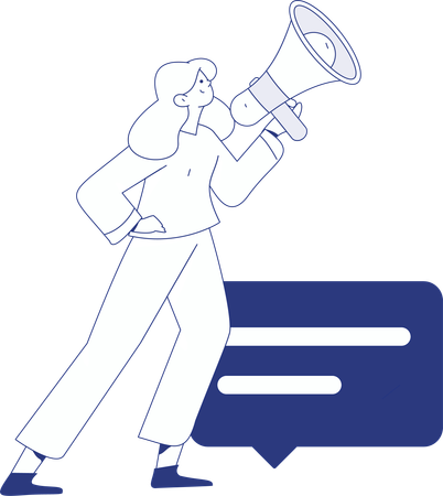 Girl doing marketing using megaphone  Illustration
