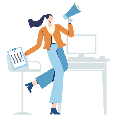 Girl doing Marketing work  Illustration