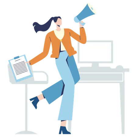 Girl doing Marketing work  Illustration