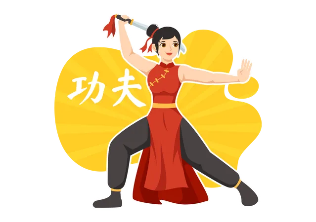 Girl doing Martial Art  Illustration