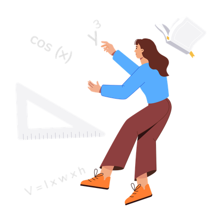 Girl doing math assignment  Illustration